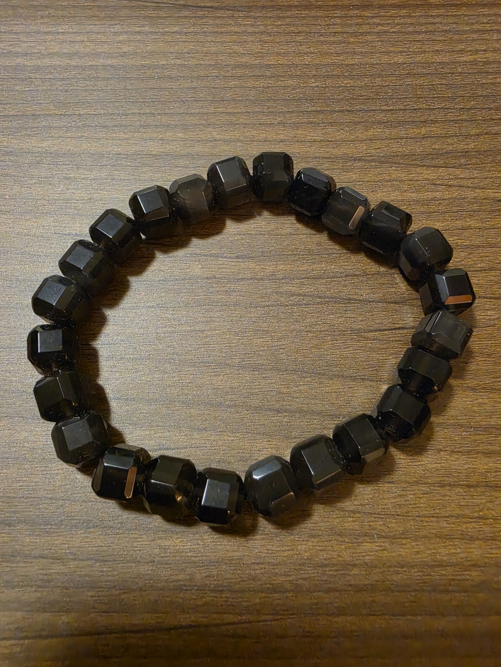 Golden Obsidian Square Beaded Stretch Bracelet - Classic Style